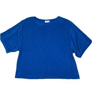 Goldie Lewinter French Terry Short Sleeve Sweatshirt Blue Women's Size Large